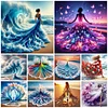 (Multi-Style) Beach Dress Girl-11CT Stamped Cross Stitch 45*45cm