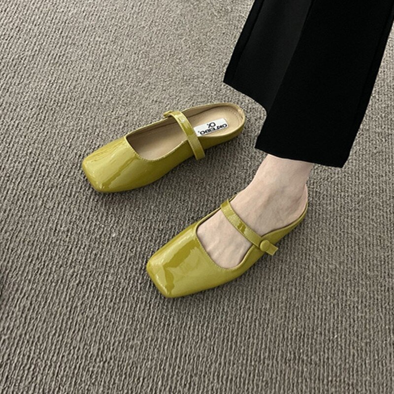 Colourp Women Slip On Slippers Square Toe Mule Shoes Women Comfort Ballet Flats Shallow Mouth Loafers Beach Sandals Mujer 35-40