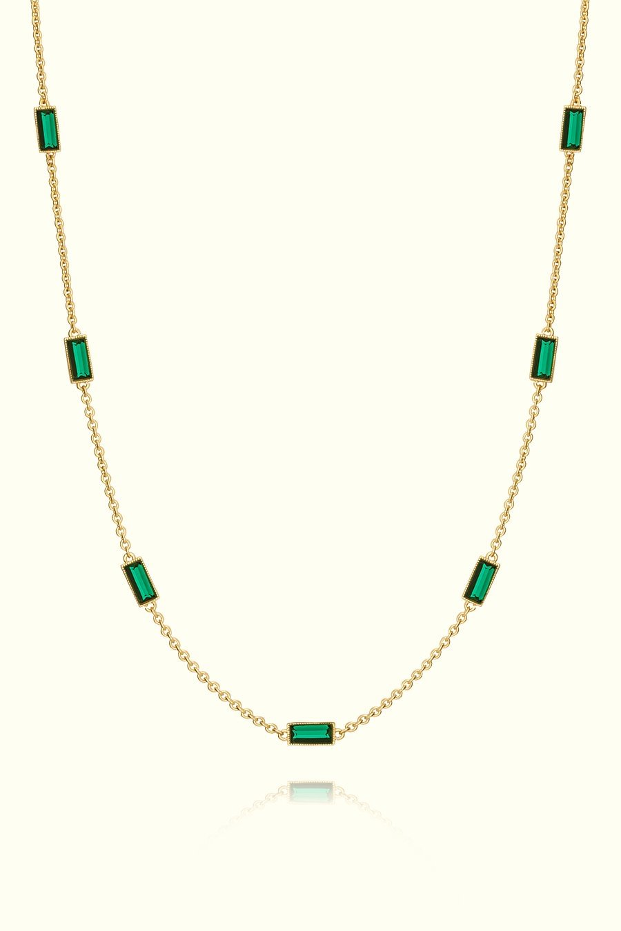  Light luxury exquisite simple thin chain green zircon clavicle chain temperament retro trendy jewelry