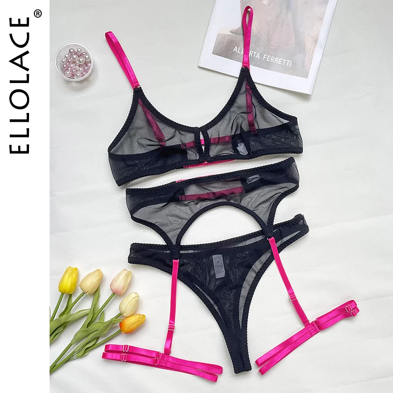 Billionm Ellolace Lace Lingerie Sexy Outfits For Woman Contrast Color Sensual Seamless Underwear Garters Erotic Short Skin Care Kits