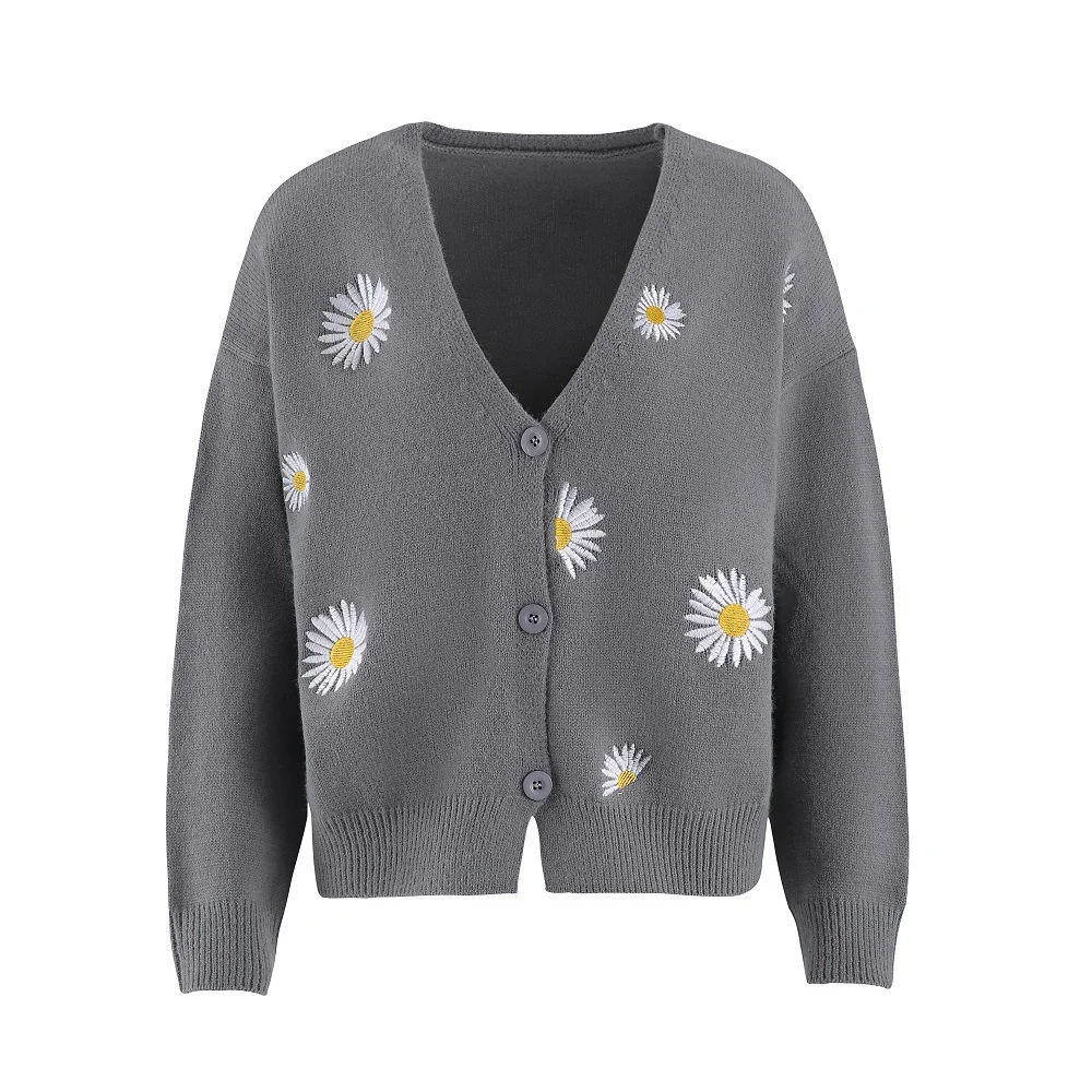 Wongn Wongn Ladies Sweater Single Breasted Qiuju Embroidered Coat Sweater Women's Wear