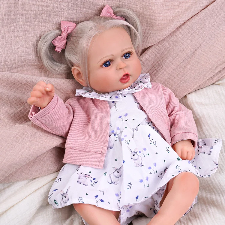 Babeside Bailyn 20'' Realistic Reborn Baby Doll Lifelike Blue Eyes Awake Girl Floral Pink Sweet
