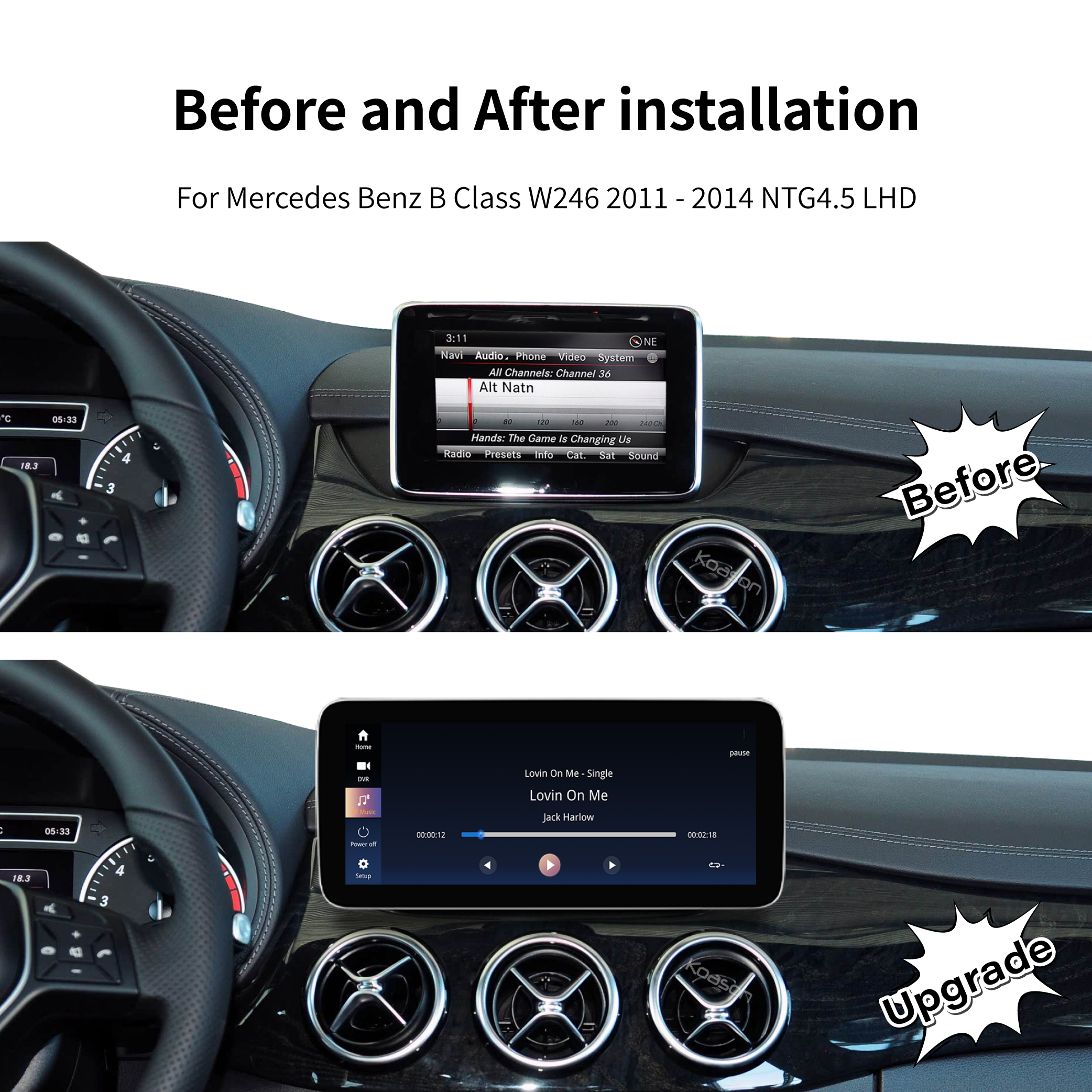 KOASON Linux Apple CarPlay Android Auto TouchScreen Original Retrofit Upgrade Monitor for Mercedes Benz B Class W246