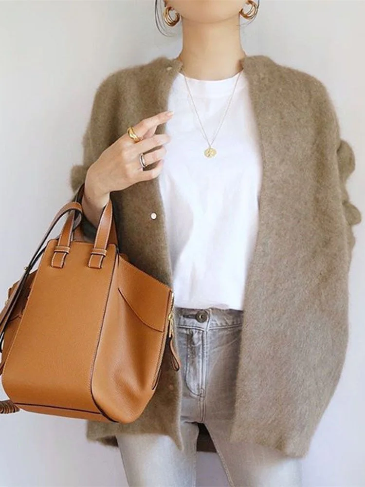 Women Half Sleeve V-neck Solid Color Dress