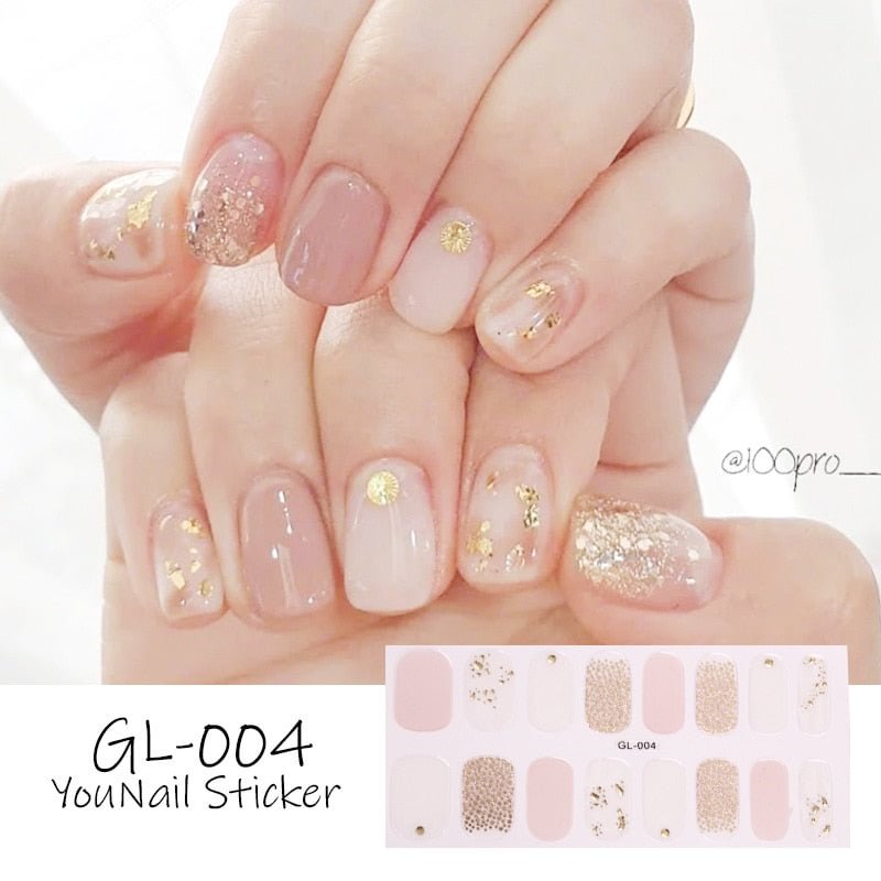 16 Tips/Sheet Glitter Series Shiny Manicure Decoracion Designed Nail Art Stickers 2020 Nail Decoration Nail Wraps Shiny