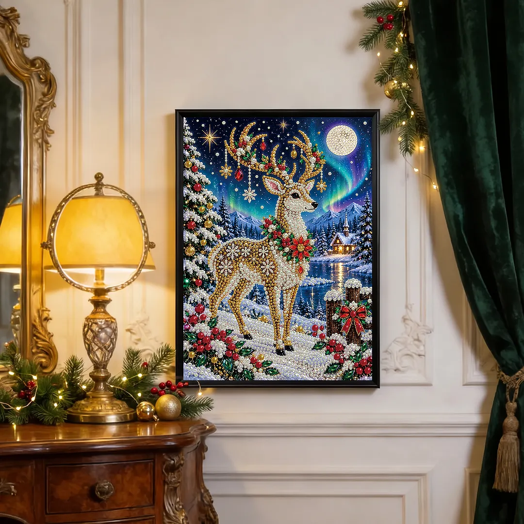 Pearl Painting Kit for Adults Christmas Deer Wall Art 11.81x15.75in