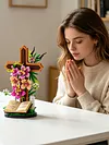 Jesus Cross Flowers Building Blocks Set Building Bricks Kit Construction Bricks Toy Gifts for Anniversaries Valentines Day Halloween