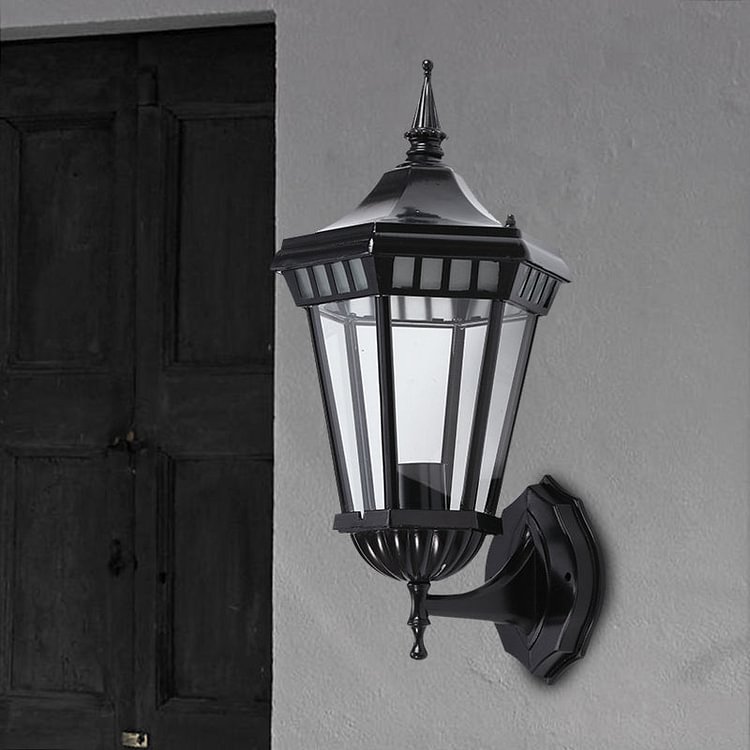Black 1-Light Wall Sconce Light Rustic Clear Glass Pavilion Wall Mount Lamp for Courtyard