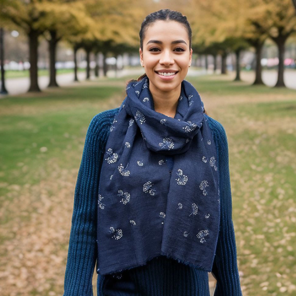 Kawat - Dandelion Scarf (70x180cm) - Navy Blue