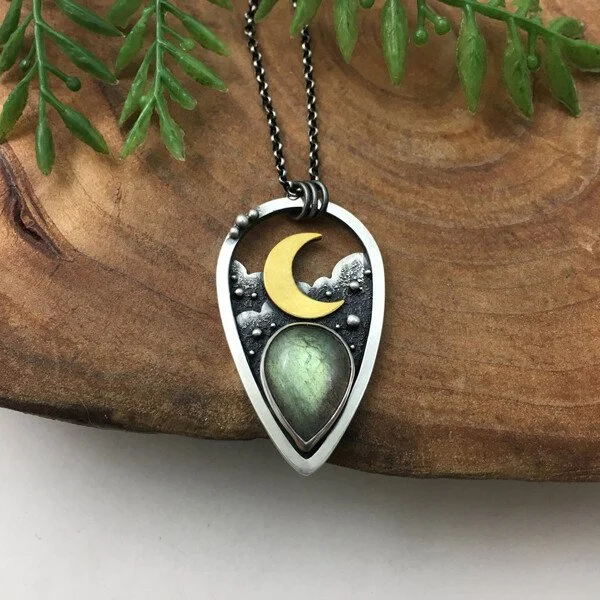 925 Opal Moon Women Necklace