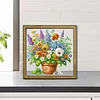 Flower DIY Special Shape Double sided Print Clear Diamond Art Kit Wooden Framed Diamond Painting Kit(22x22cm)