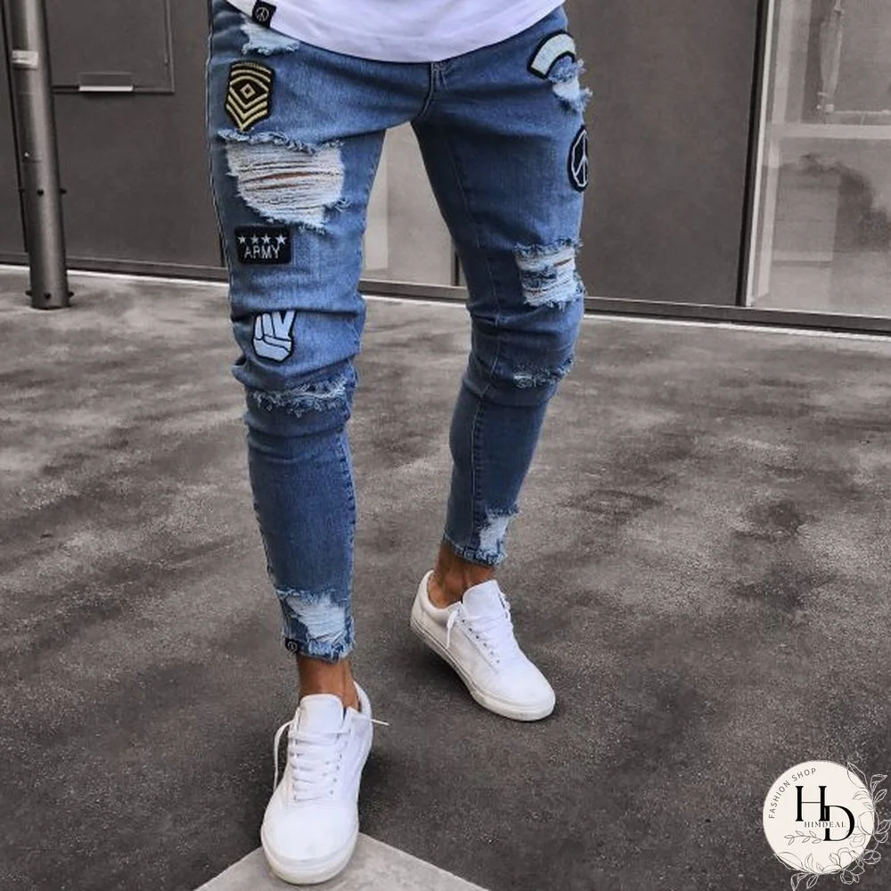 Fashion Ripped Hole Jeans Hh034