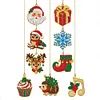 9pcs DIY Double-Sided Rhinestone Acrylic Diamond Painting Christmas Tree Pendant(Christmas animals)
