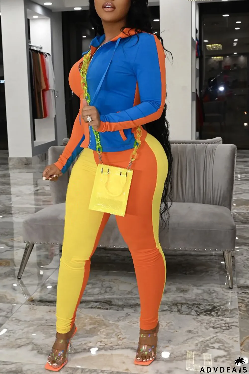 Black Casual Solid Split Joint Hooded Collar Long Sleeve Two Pieces