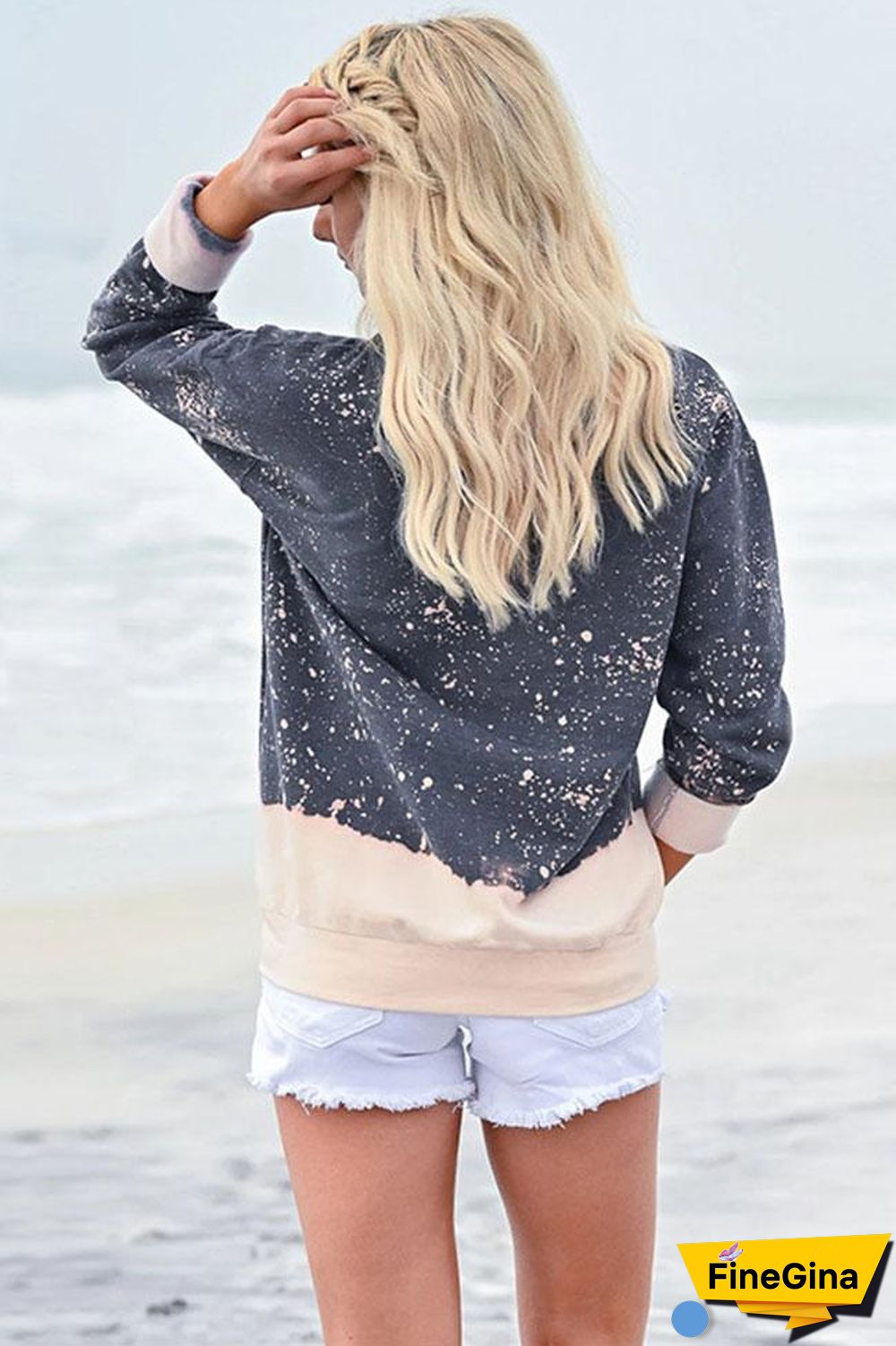 Simple Tie Dye Long Sleeve Beach Top