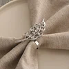 Golden Tree Leaf Rhinestone Hollow Napkin Ring