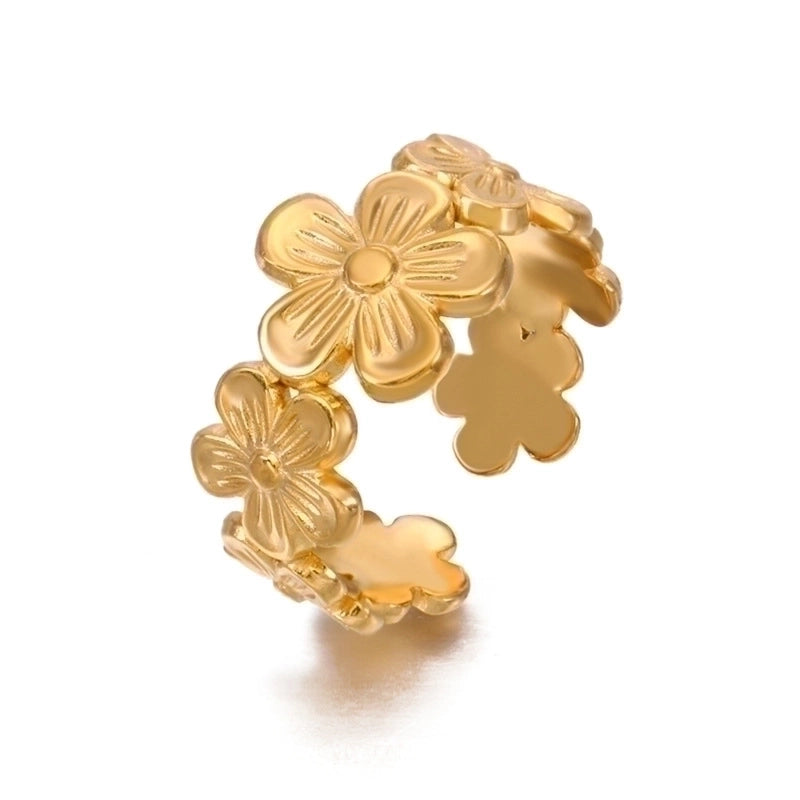 3 Pieces Basic Classic Style Geometric Leaf Stainless Steel Plating Open Rings