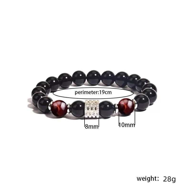 Minimalist Classic Style Round Stainless Steel Natural Stone Glass Chakra Bracelet