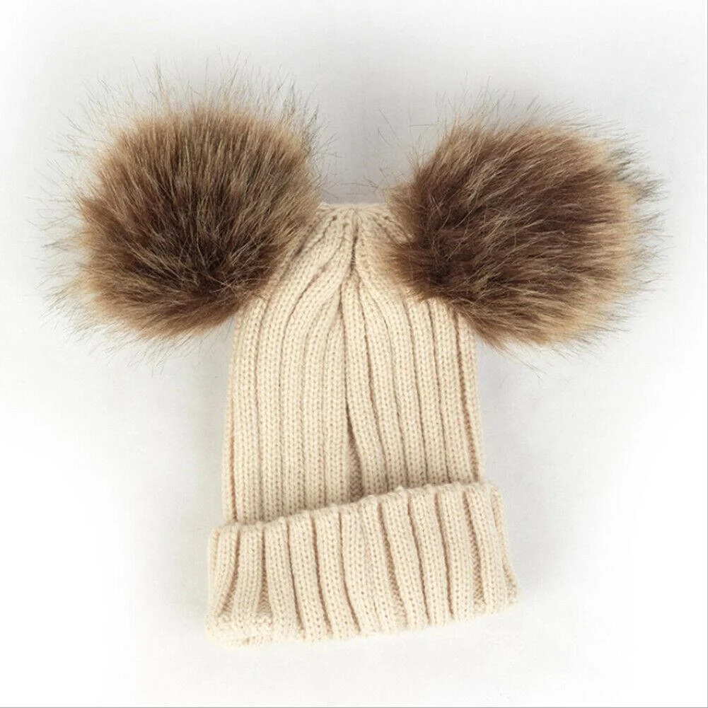 2020 Baby Stuff Accessories Toddler Kids Girl Boy Baby Infant Winter Warm Crochet Knit Hat Fur Balls Beanie Cap