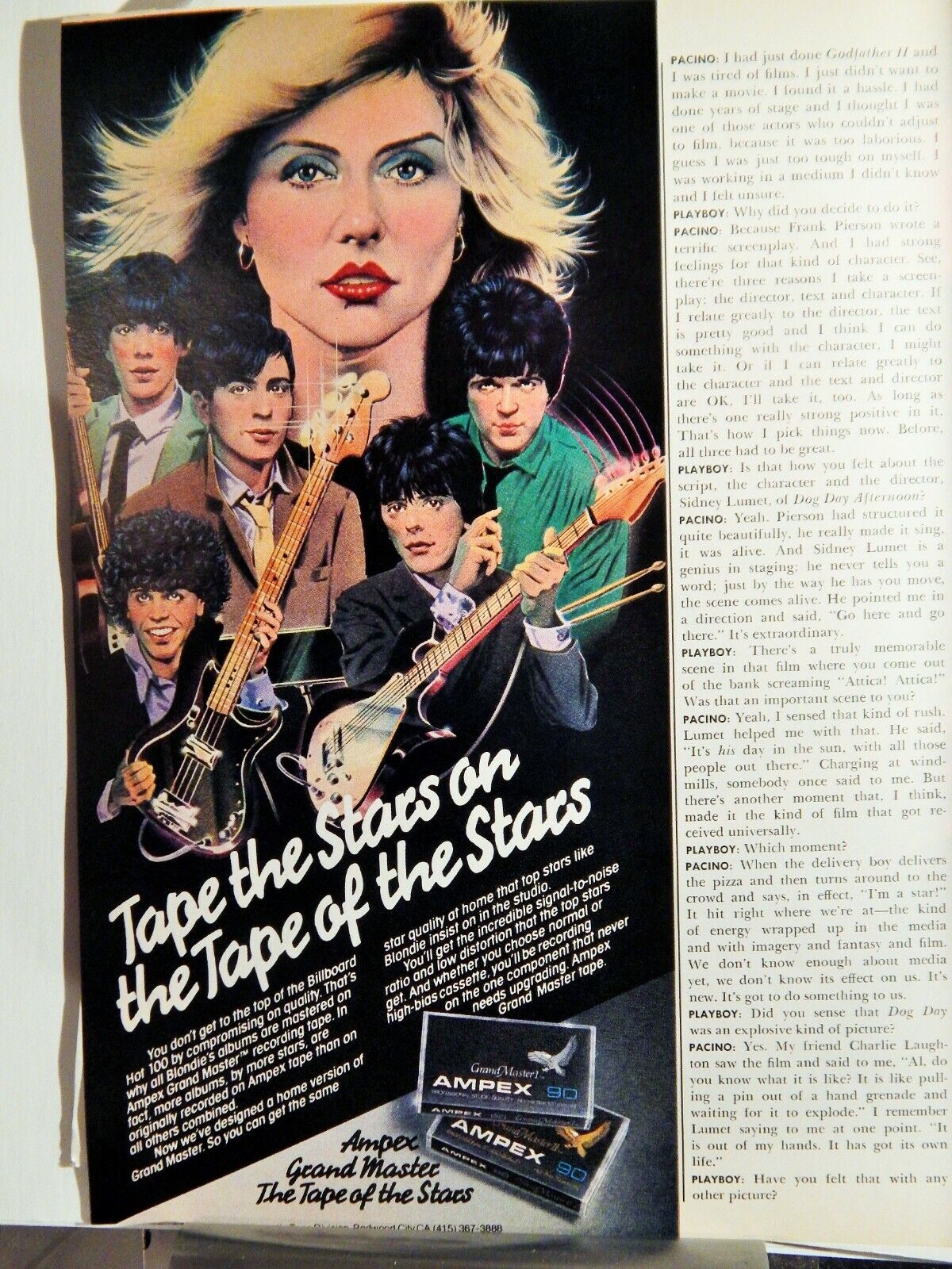 BLONDIE ON AMPEX CASSETTES / JOHNNIE WALKER RED ORIGINAL VTG 1979 Photo Poster painting AD,