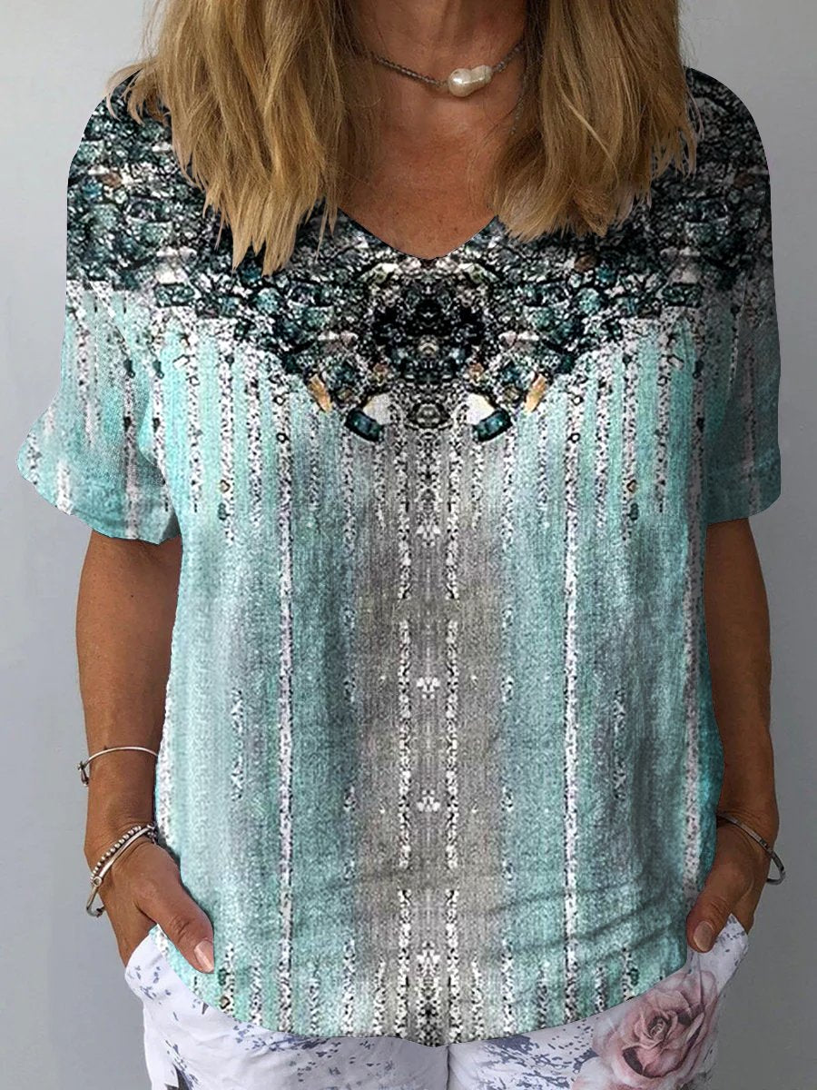 Women's   Art Print Casual Cotton And Linen Shirt