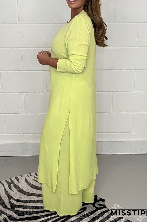 Slit Long Top Trousers Set