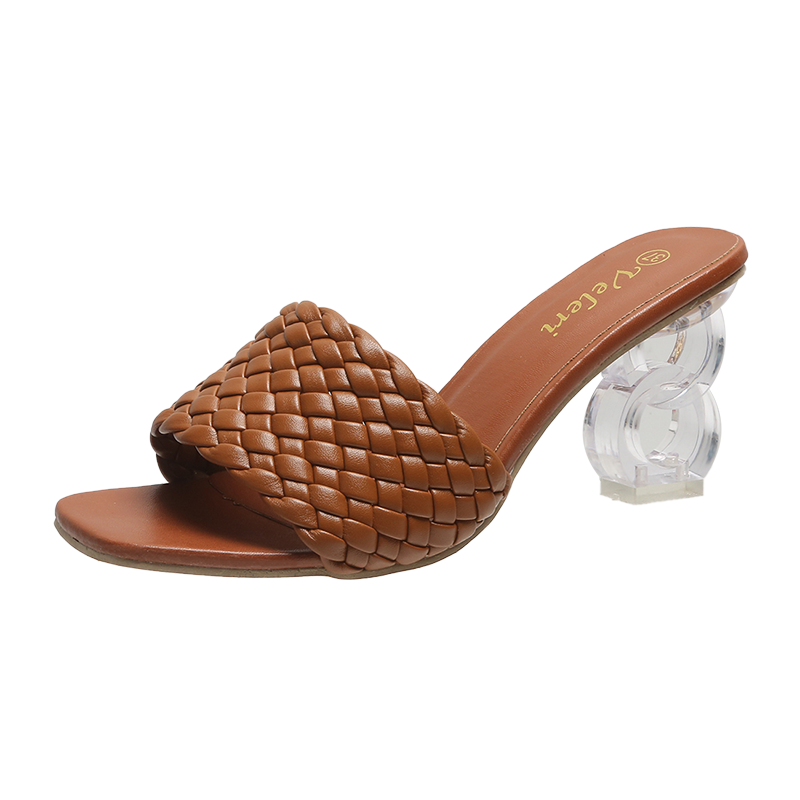 Open Toe Fashion Weave Womens Sandals All Match Roman Shoes Clear Heels Summer Female Luxury Party Zapatos De Mujer Plataforma