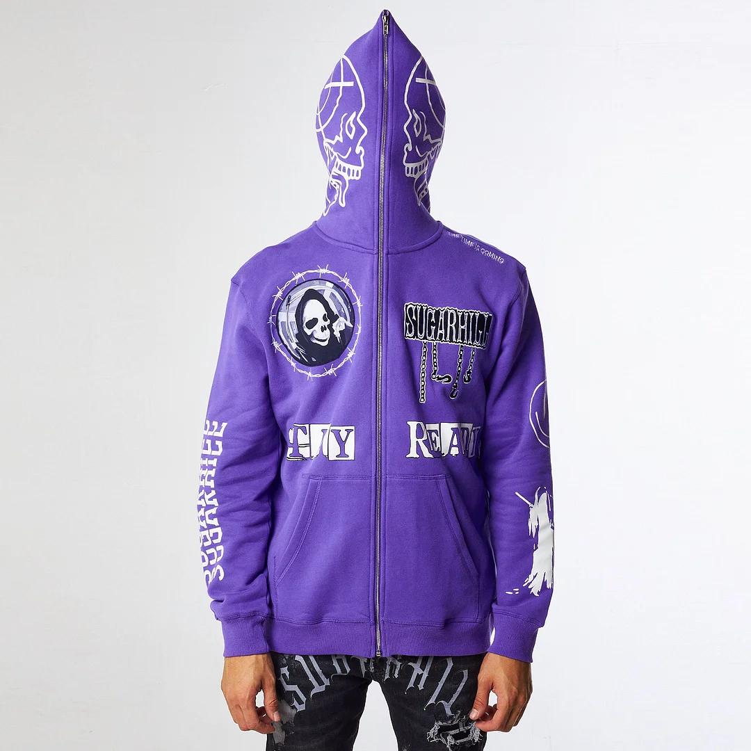 Trendy Skull Print Street Style Statement Hoodie