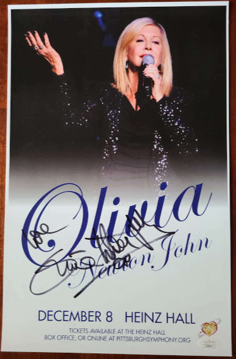 Olivia Newton John JSA Coa Signed Concert Poster Photo Poster painting Heinz Hall Autograph