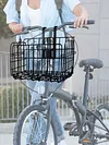 Bike Front Rear Basket Fold-Up Bicycle Cargo Rack Metal Wire Ebike Travel Basket