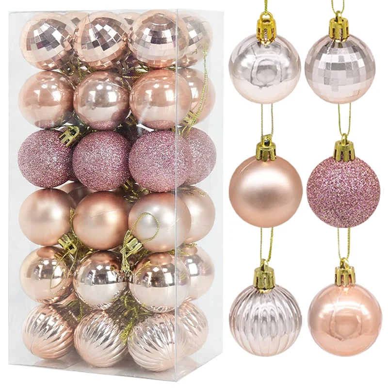 Rose Gold Christmas Ornament 4cm Hang Pendant Ball