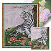 >SALE<Full Embroidery Eco-cotton Thread 14CT Printed White Tiger Cross Stitch 41x51cm