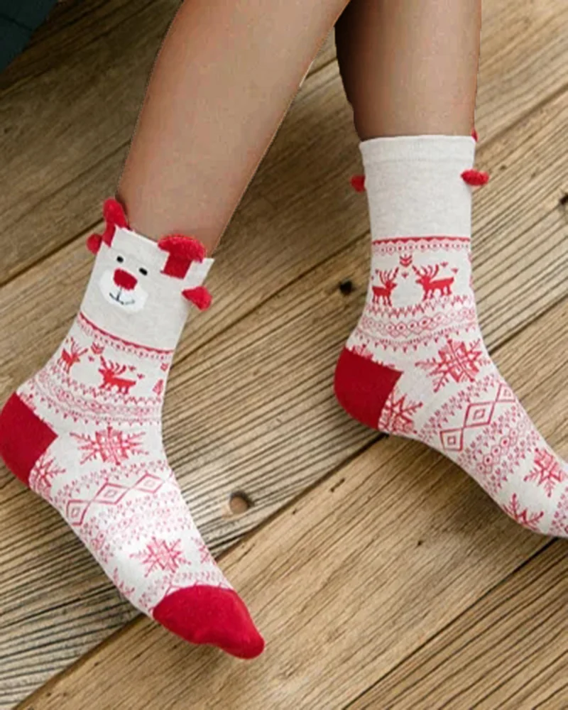 Happy Christmas Color Block Sock