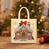Christmas Diamond Painting Tote Bag Pearl Gem Gingerbread House Linen