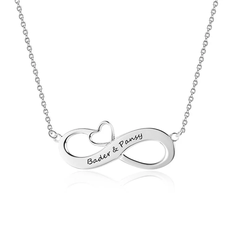 Collar "infinito" con 1 nombre personalizado con colgante de corazón para mujer, regalo perfecto