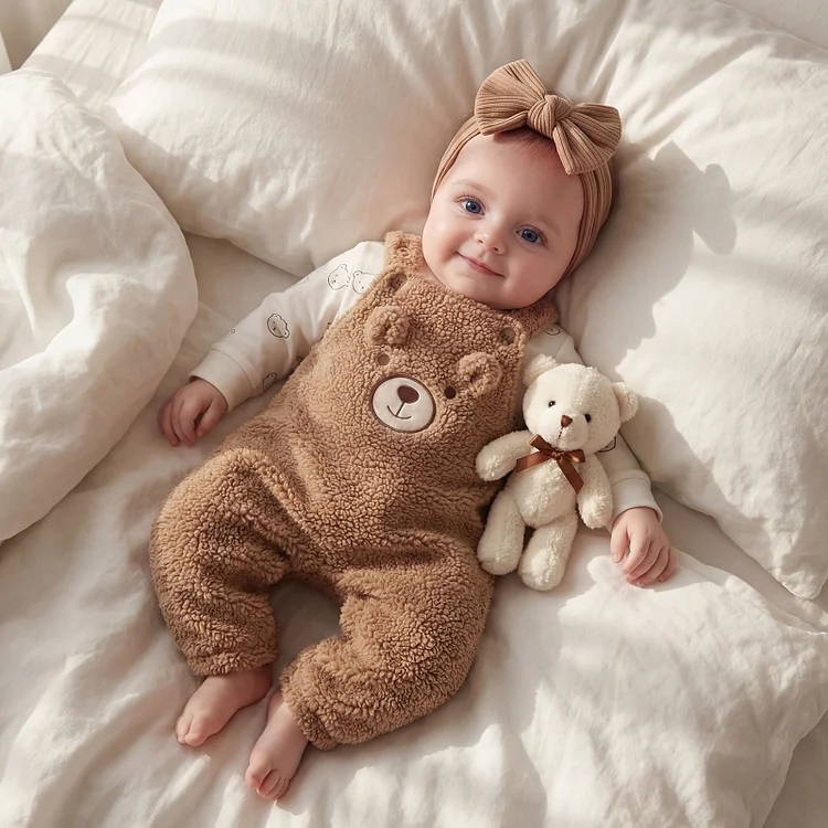 [Pre-Order] Babeside Miva 17" Reborn Baby Doll Girl &ndash; Lifelike Open-Eyed Painted Hair Baby with Cozy Bear Outfit