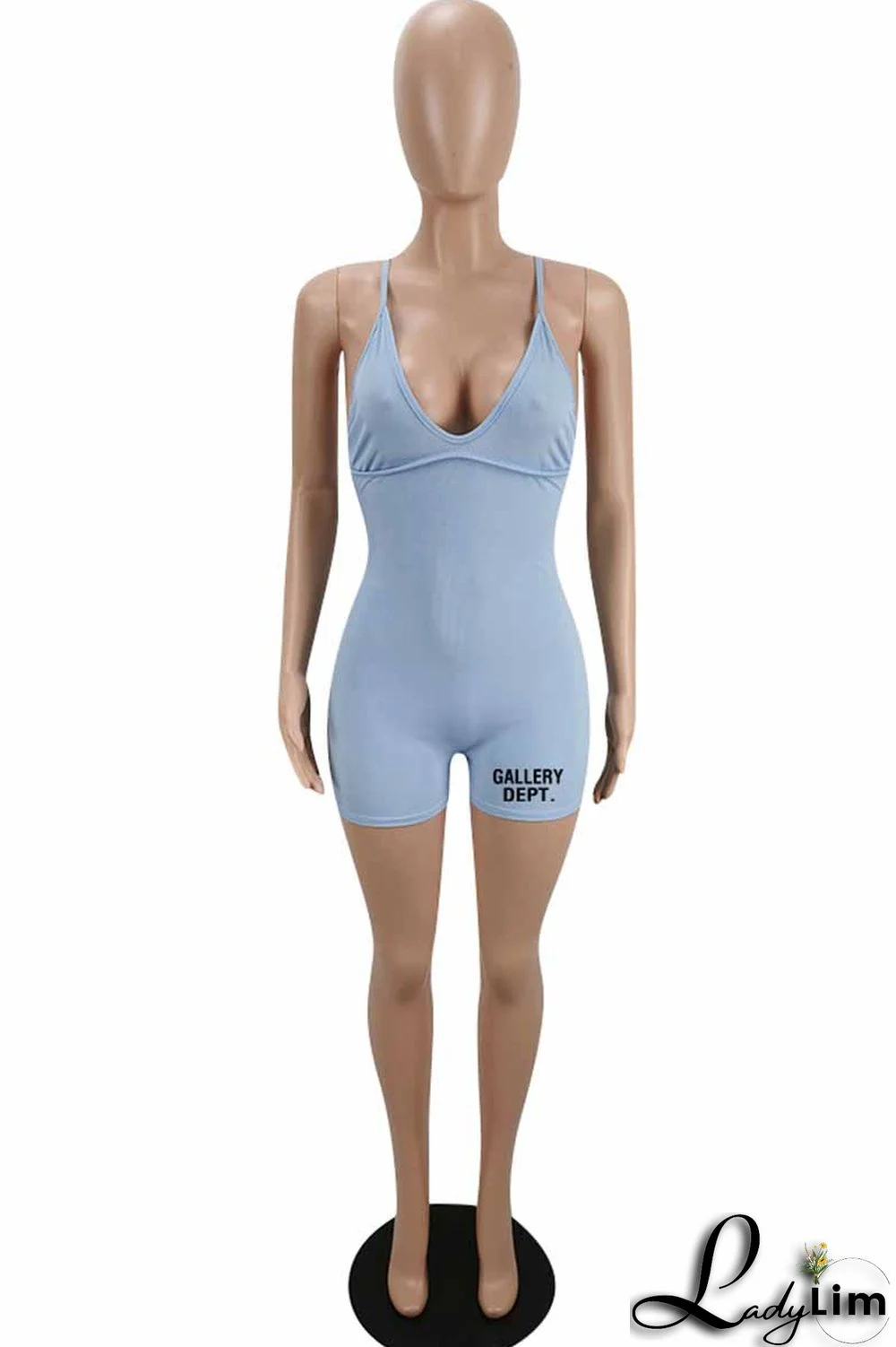 Purple Street Print Letter V Neck Jumpsuits