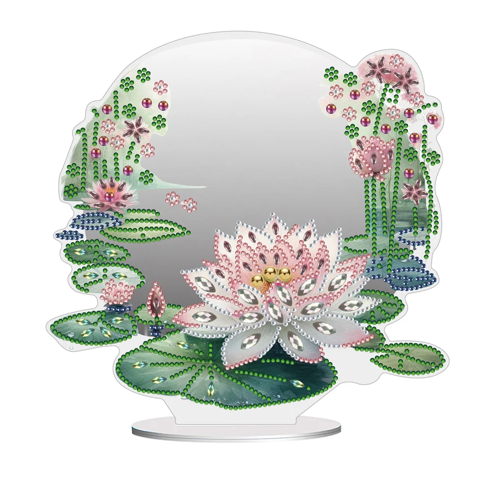 DIY Lotus Acrylic Diamond Art Mirror Home Decoration