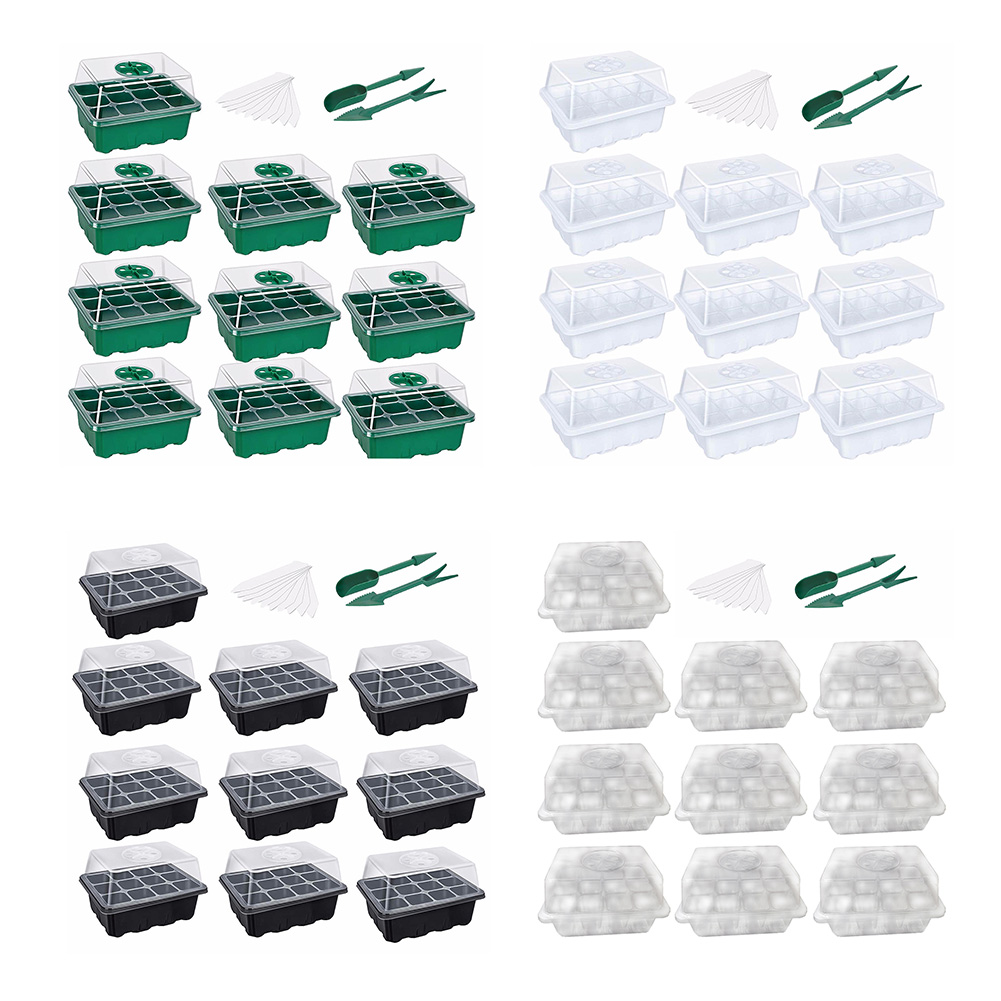 

10pcs Seedling Starter Germination Nursery Box 12 Hole Plant Seed Grow Tray, Transparent, 501 Original