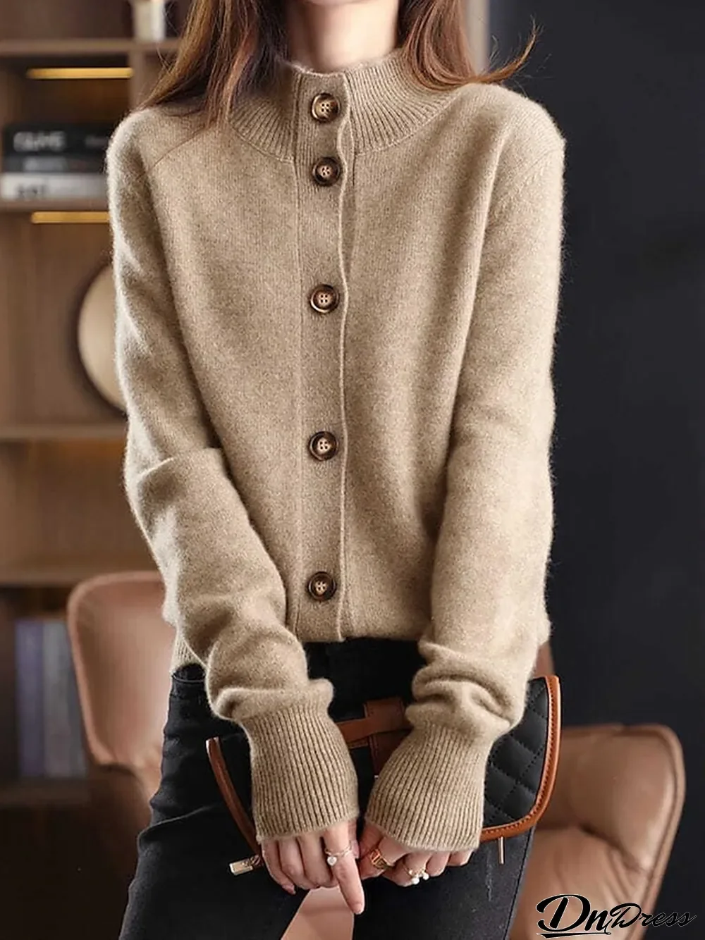 Women's Cardigan V Neck Ribbed Knit Acrylic Button Fall Winter Regular Outdoor Daily Going out Stylish Casual Soft Long Sleeve Solid Color Black Navy Blue Camel S M L