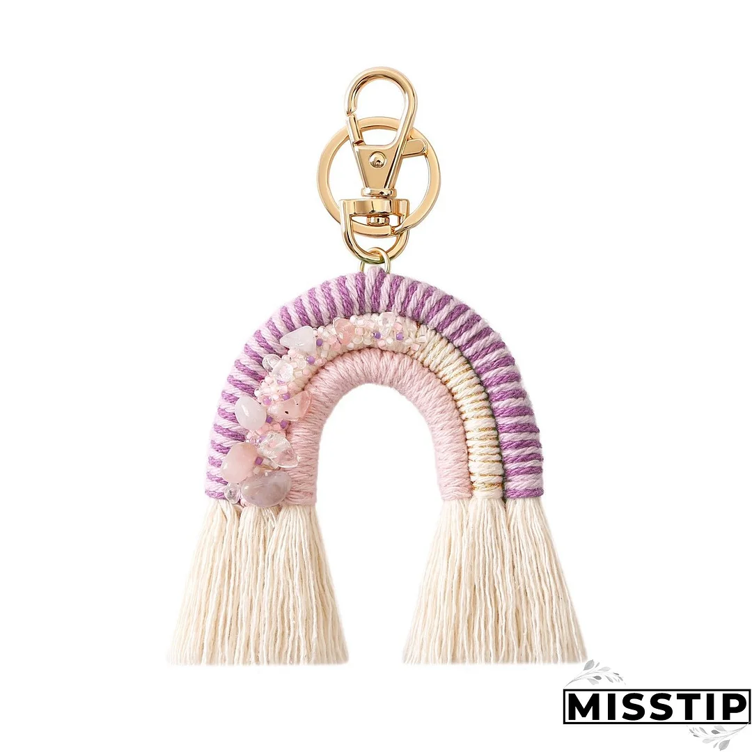 Tassel Bag Pendant Woven Rainbow KeyChain