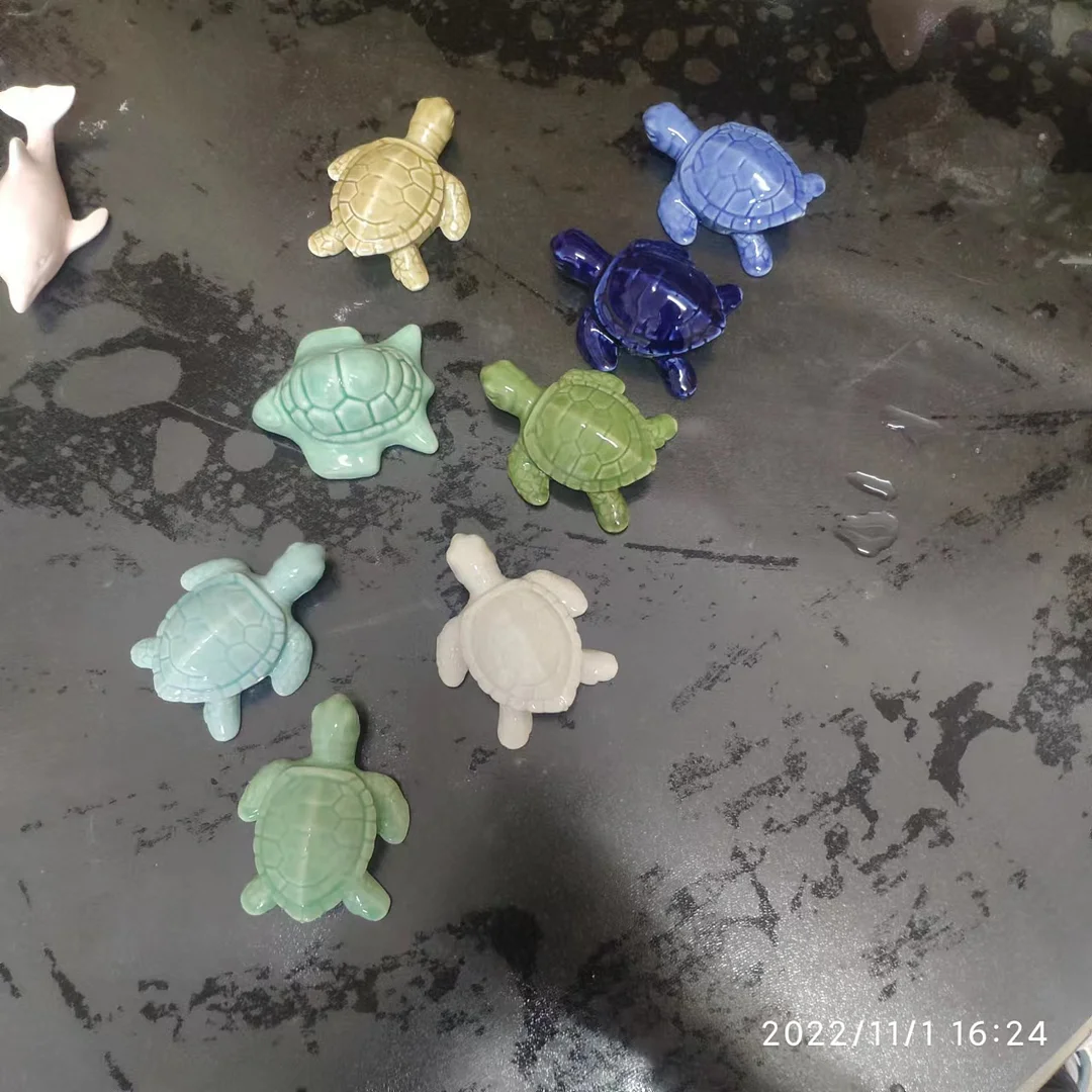 2 Baby Sea Turtle Porcelain Toilet Bolt Covers