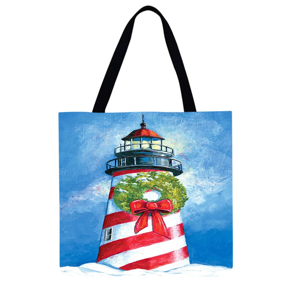 Linen Tote Bag -Christmas fortress