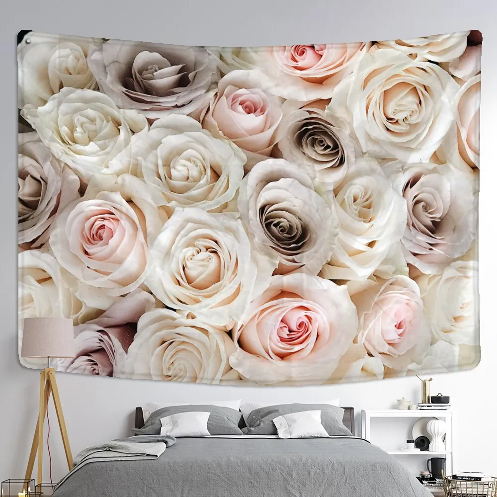 Flowers Floral Tapestry Wall Hanging Bohemian Style Natural Plant Art Ins Hippie Tapiz Mandala Home Decor