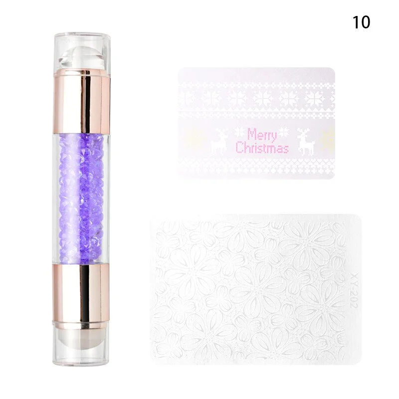 Nail Printing Tools Double-headed Silicone Seal Acrylic Color Diamond Template Seal Set Conversion Pen Nail Print Template Set