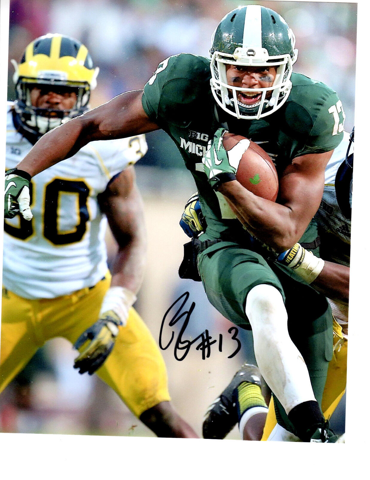 Bennie Fowler auto signed football Photo Poster painting Michigan State MSU Spartans BIG PLAY!