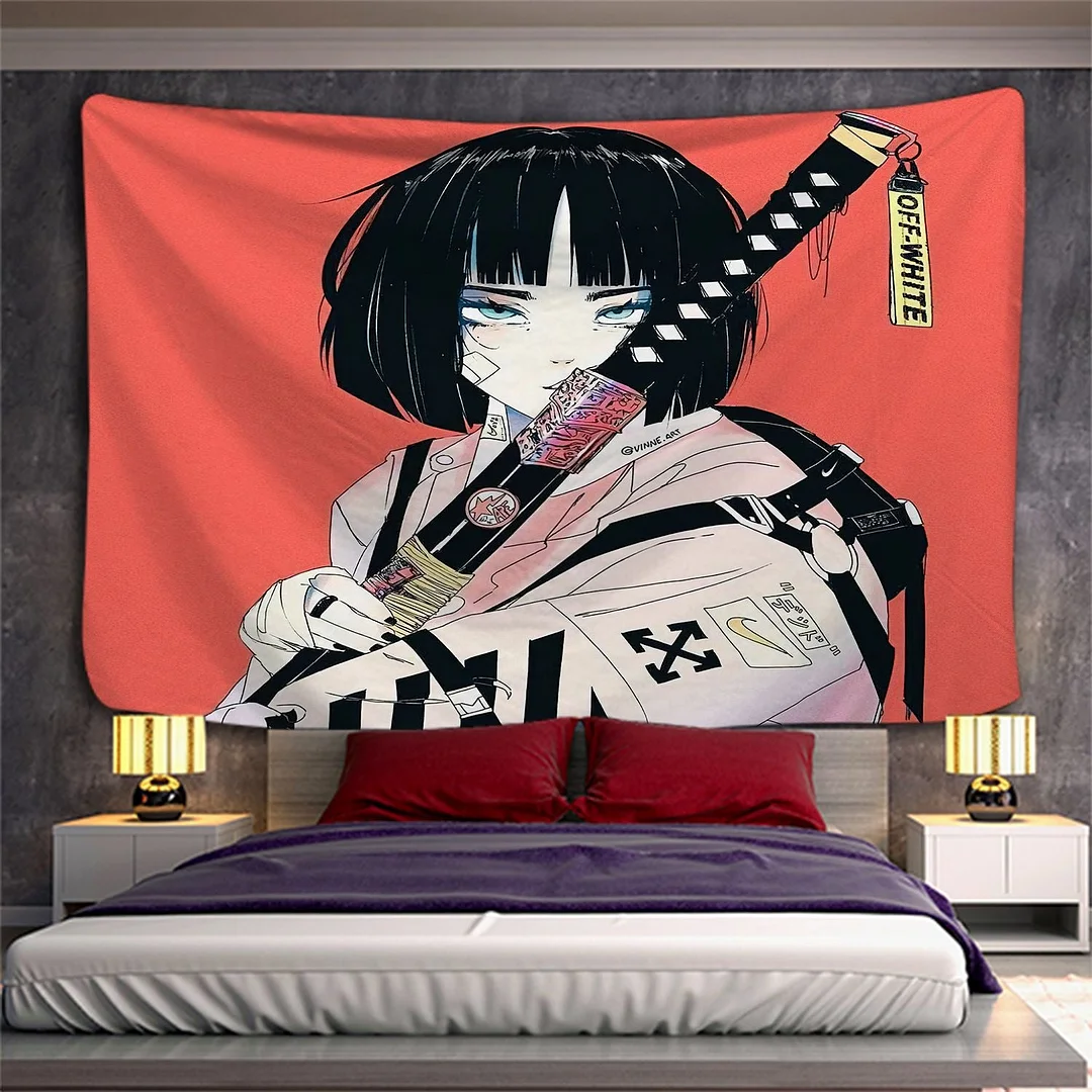 Aikido Armor Bushido Katana Battle Psychedelic Tapestry Wall Hanging Room Carpet Dorm Tapestries Art Home Decoration Accessories