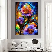 Diamond Painting - Square Drill - Translucent Colourful  Flower(50*70cm)-1111936