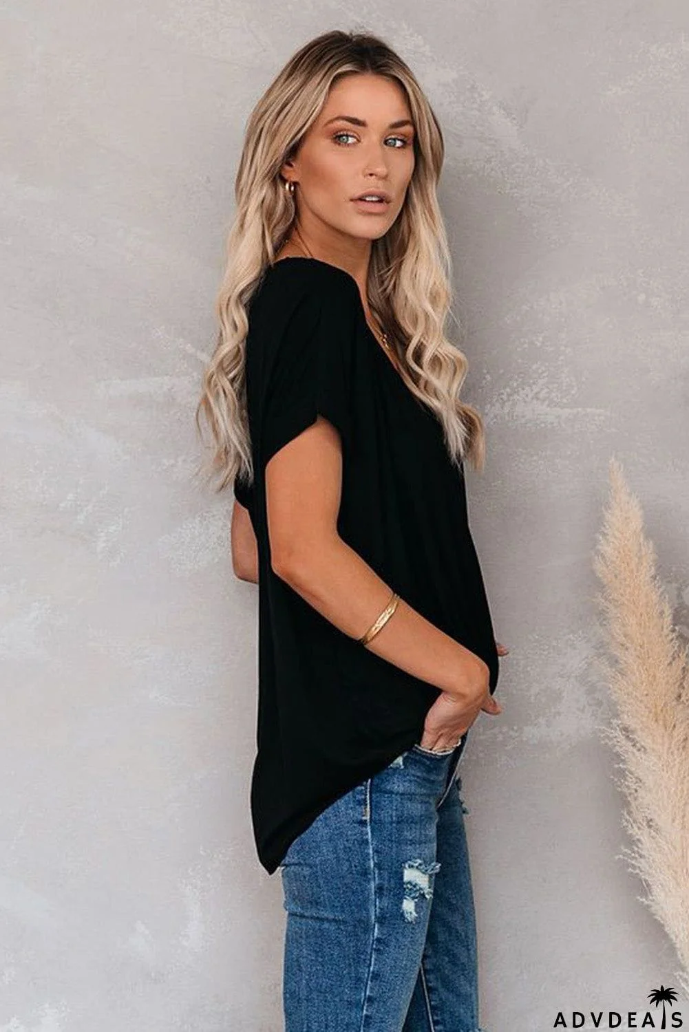 Short Sleeves Drape Knit Top