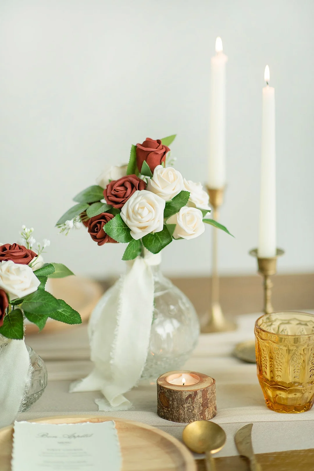 1.5"-2" Foam Rosebud & Petite Rose with Stem - 18 Colors